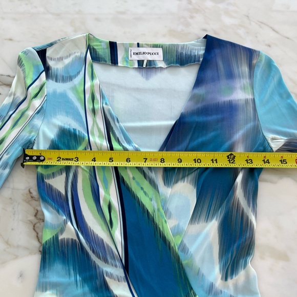 EMILIO PUCCI BLUE MULTI OCEAN PRINT DRESS MODEL 21RGO3 SIZE IT 40 / US 6 - Picture 10 of 16